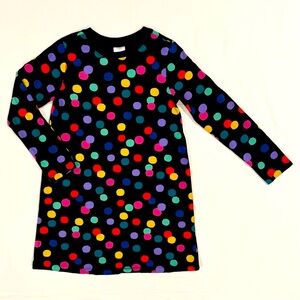 Hanna Andersson Long Sleeve T-Shirt Dress Girls 8 130cm Black Confetti Polka Dot